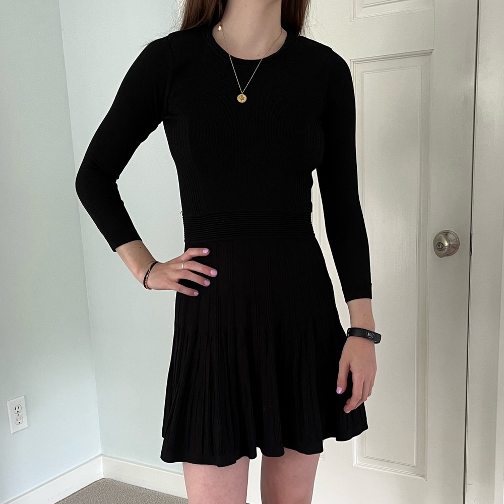 Topshop Black Knit Ribbed Sweater Dress